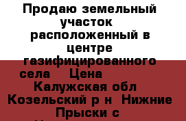 Продаю земельный участок, расположенный в центре газифицированного села. › Цена ­ 800 000 - Калужская обл., Козельский р-н, Нижние Прыски с. Недвижимость » Земельные участки продажа   